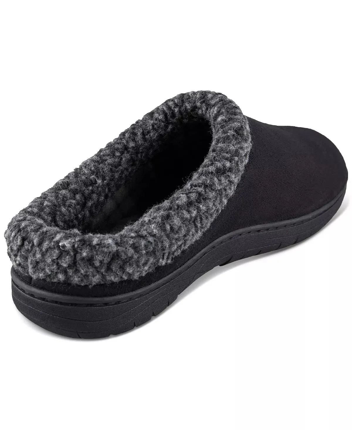 32 Degrees Mens Roll Collar W/Sherpa Clog Comfort Slippers