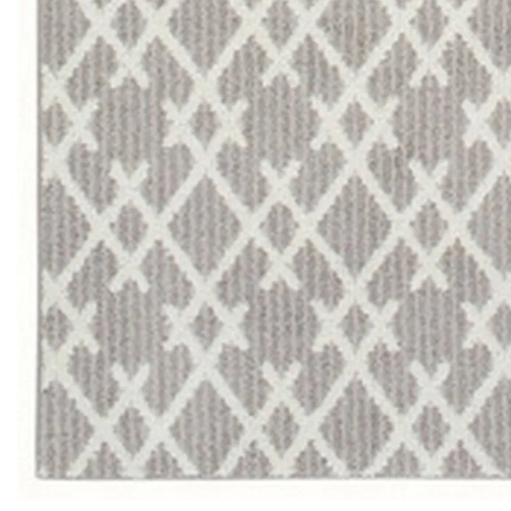 5 x 7 Fabric Floor Area Rug, Diamond, Symmetrical, Medium, Gray, Ivory By Casagear Home