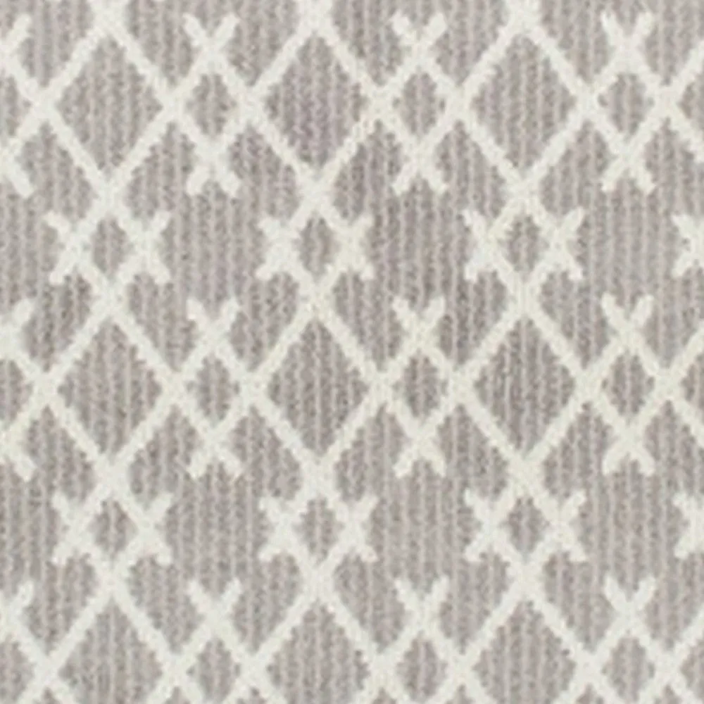 5 x 7 Fabric Floor Area Rug, Diamond, Symmetrical, Medium, Gray, Ivory By Casagear Home