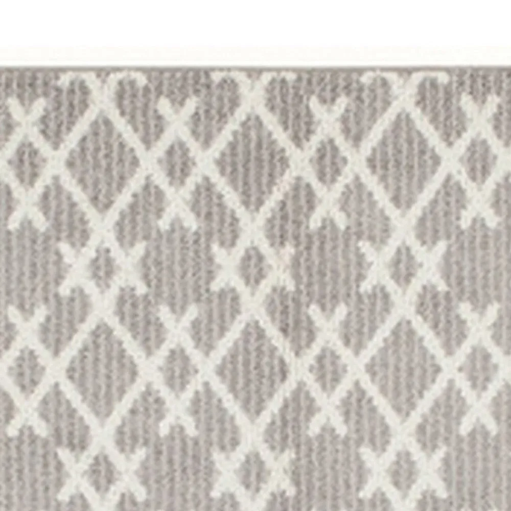 5 x 7 Fabric Floor Area Rug, Diamond, Symmetrical, Medium, Gray, Ivory By Casagear Home