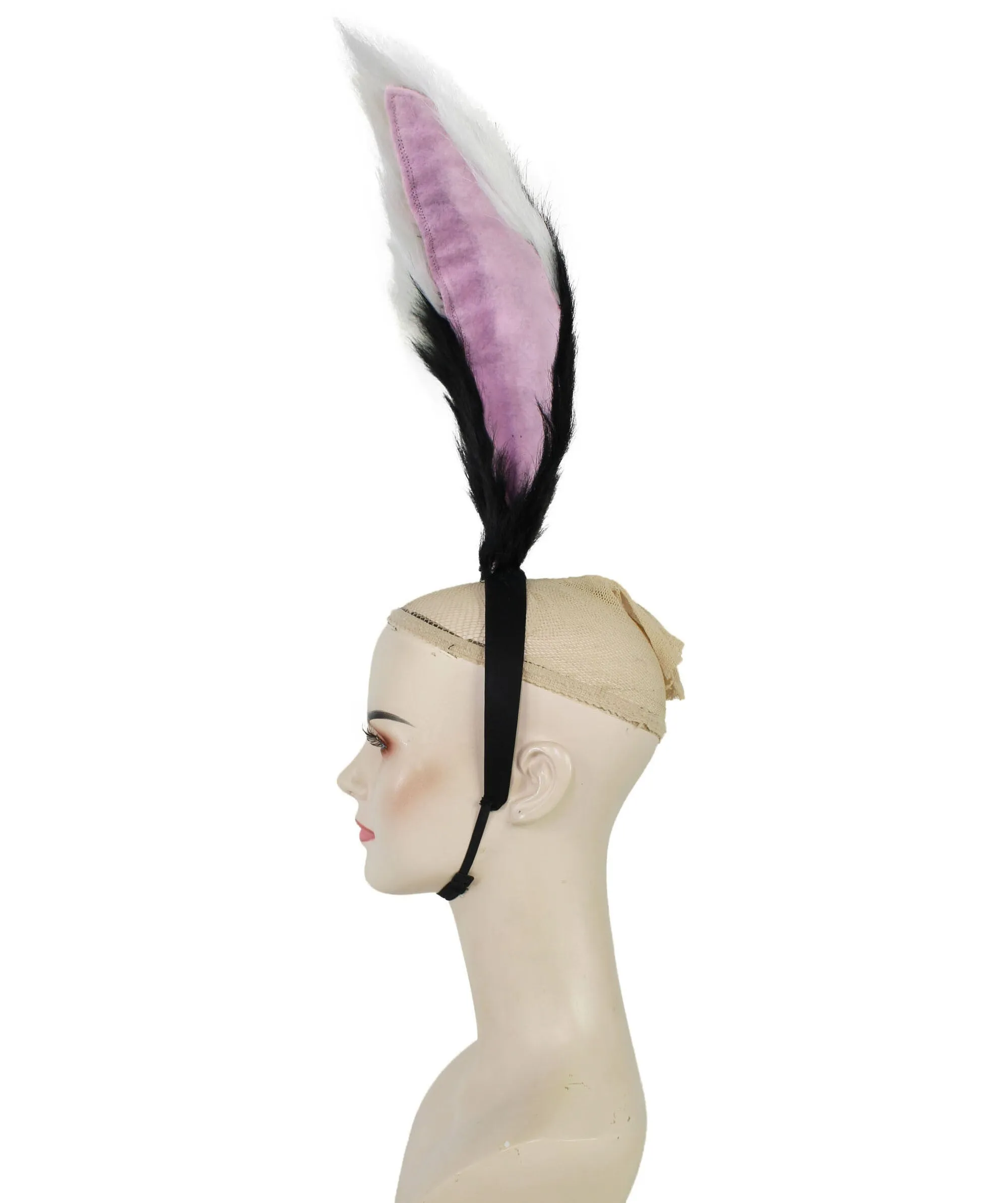 Adult Unisex Black White Pink Fur Faux Rabbit Ears, Perfect Cosplay Accessory, Non-flammable Synthetic Fibers