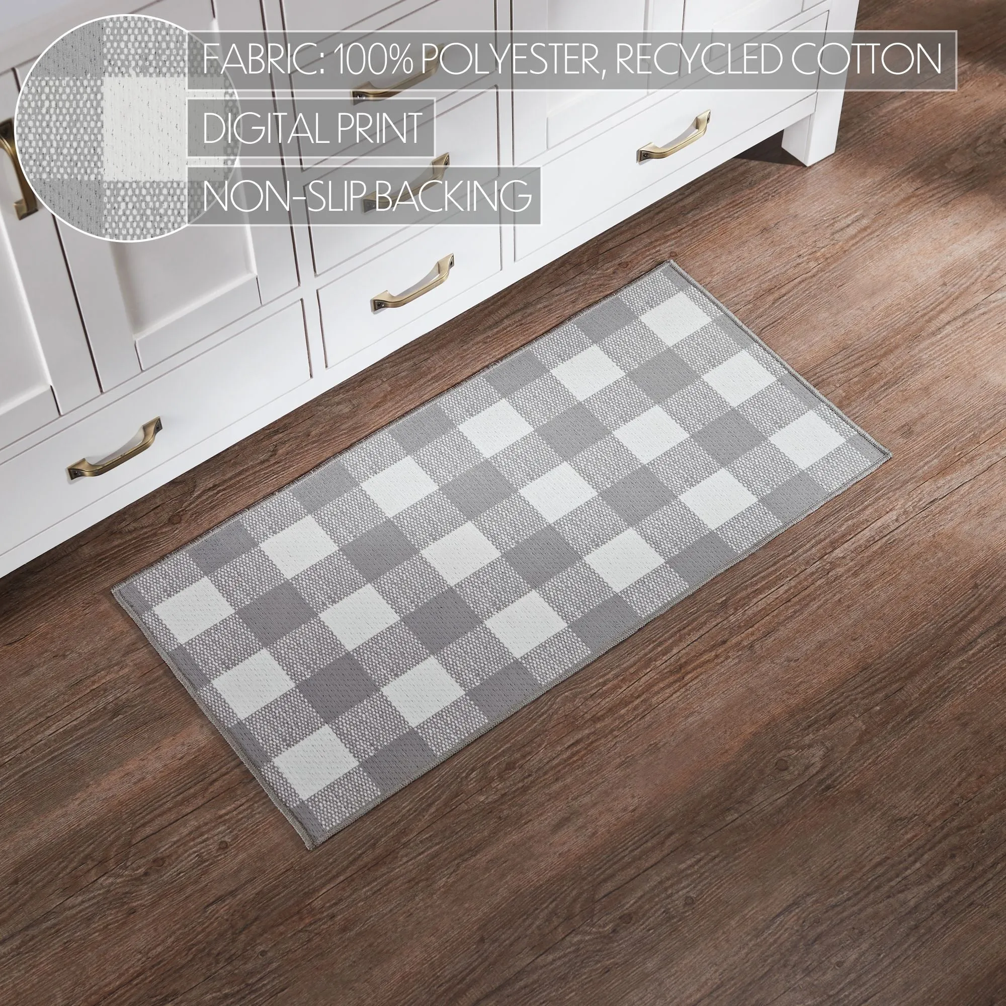 Annie Buffalo Check Grey Polyester Rug Rect 17x36