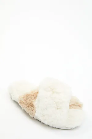 Aspen Cream Faux Fur Slippers