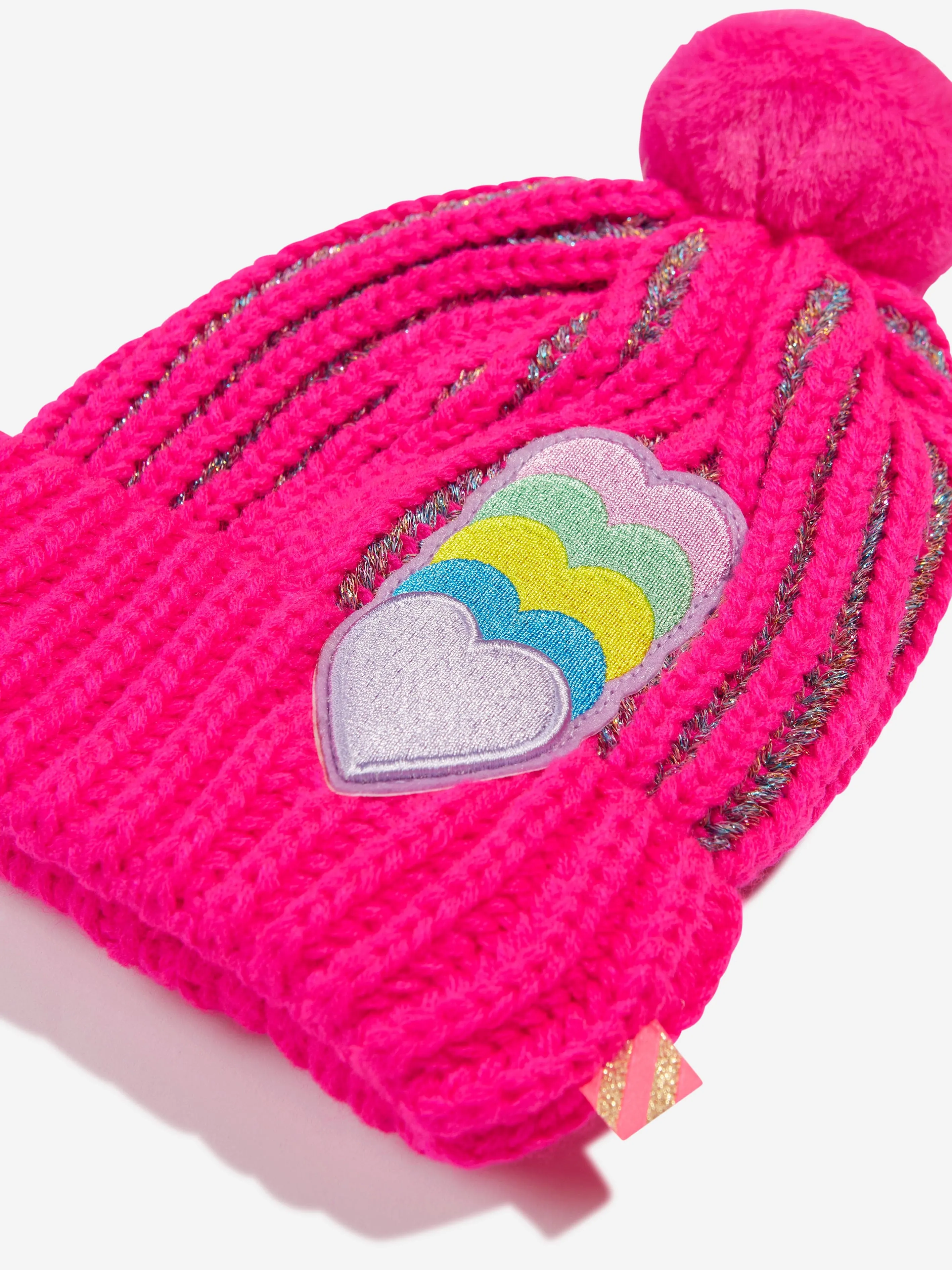 Billieblush Girls Hearts Bobble Hat in Pink