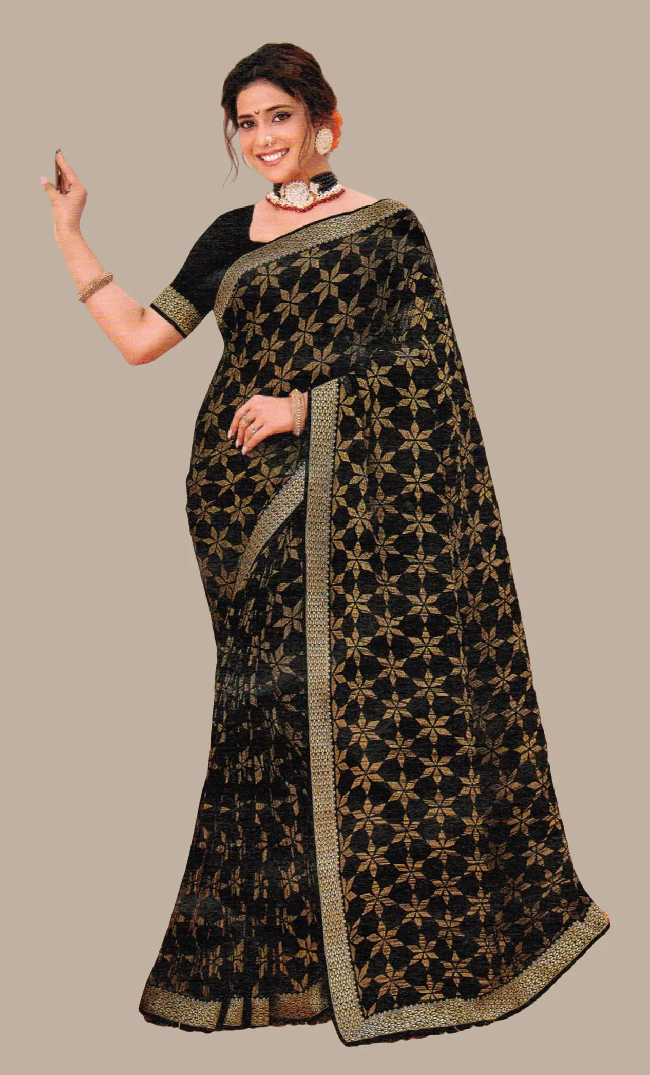 Black Embroidered Sari