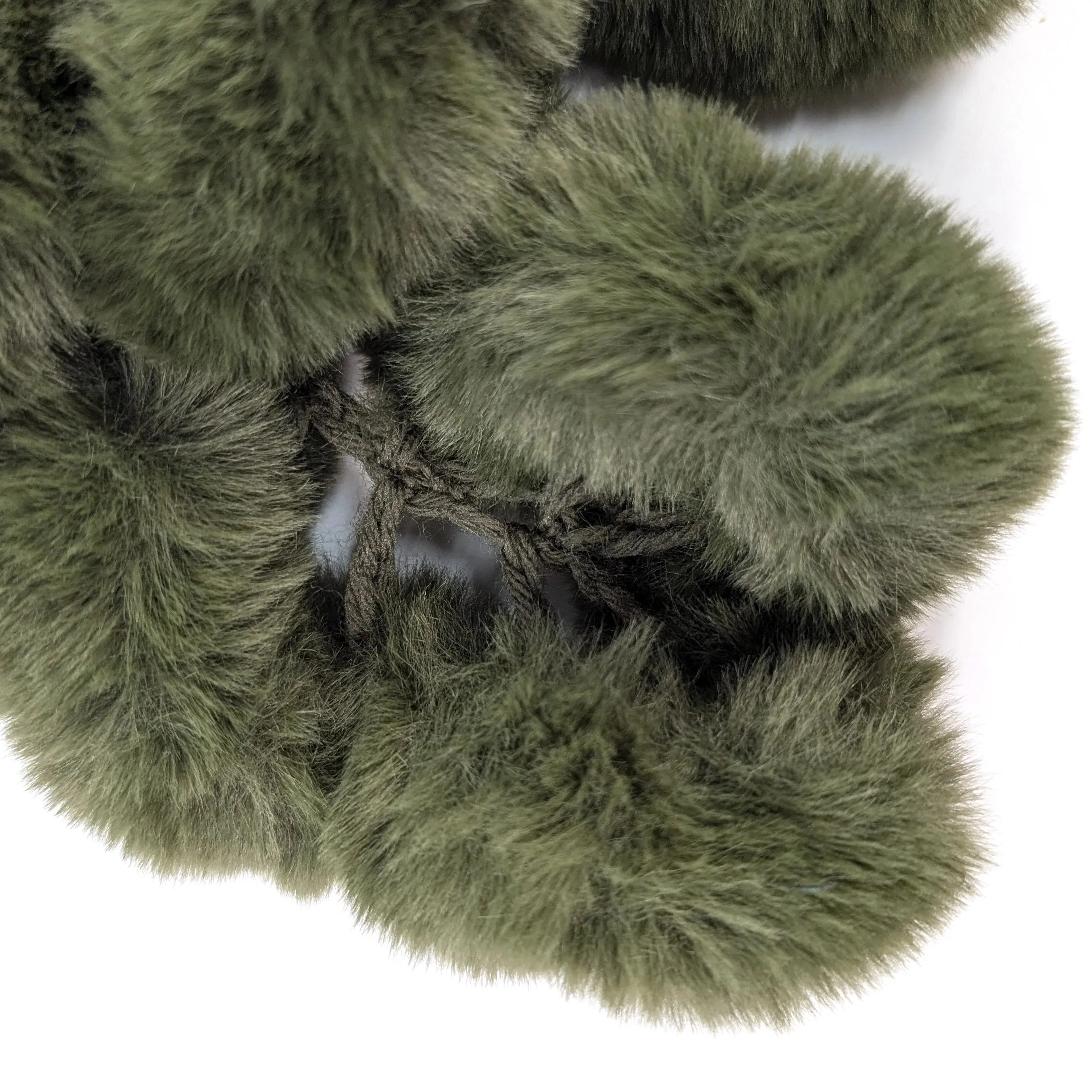 Black Ginger Forest Green Faux Fur Corkscrew Collar Scarf - 736-401