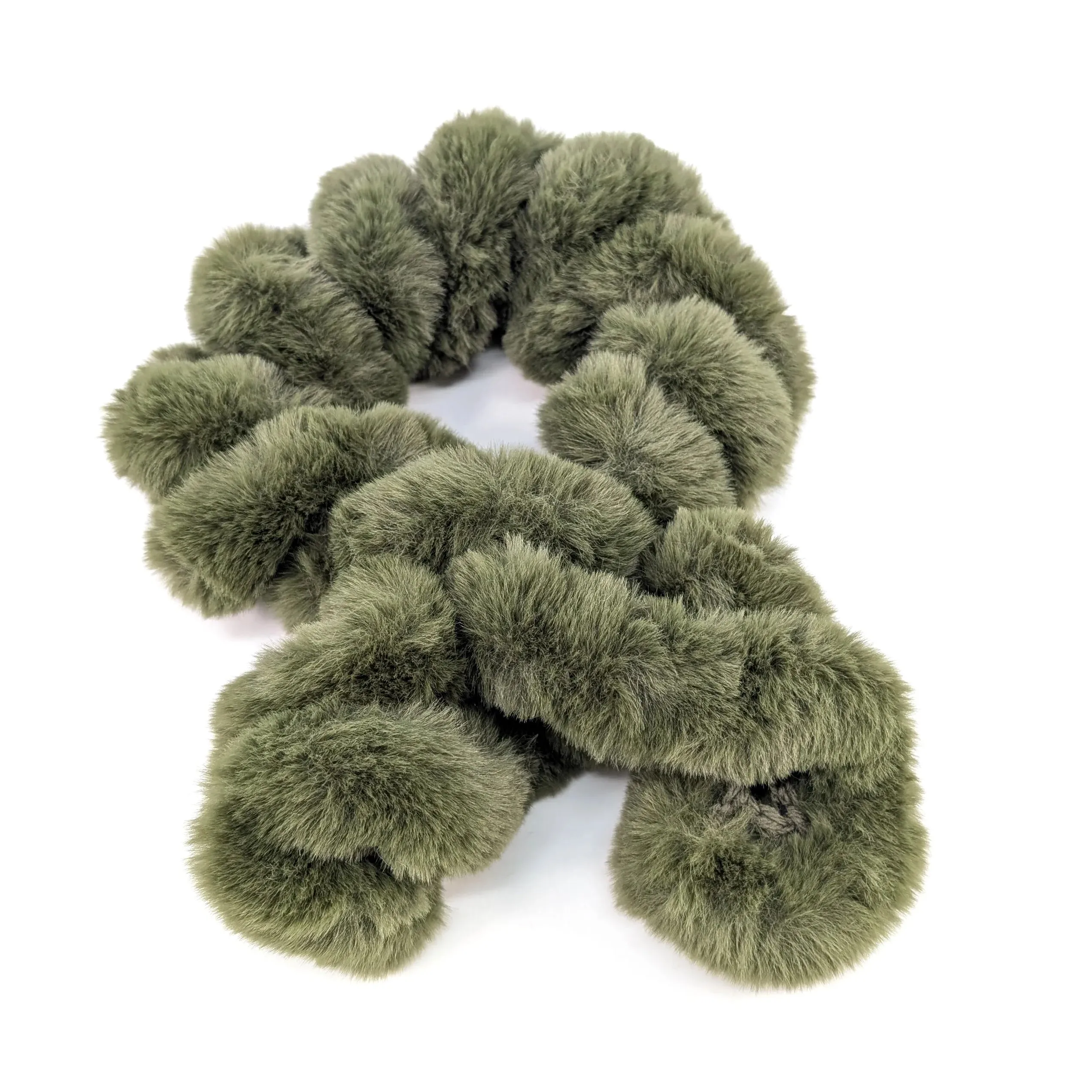 Black Ginger Forest Green Faux Fur Corkscrew Collar Scarf - 736-401