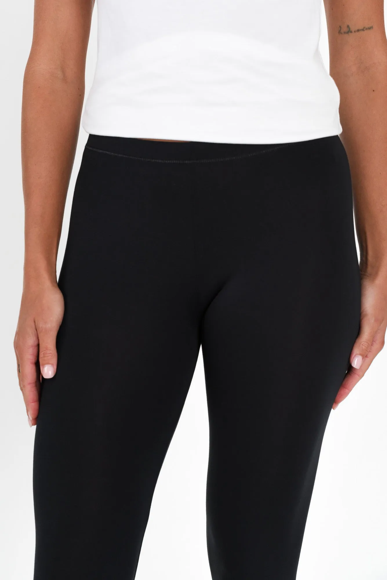 Black Micro Modal 3/4 Leggings