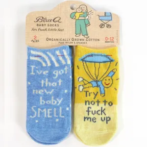 Blue Q Baby Socks - New Baby Smell / Try Not To Fuck Up