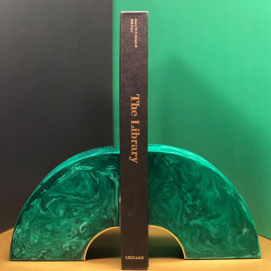 Brasilia Bookends - Malachite and Brass