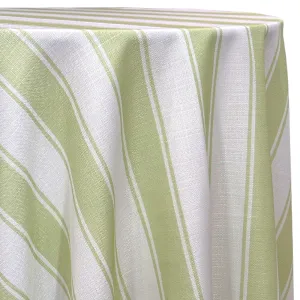 Cabana Stripe Table Linen in Sage / White