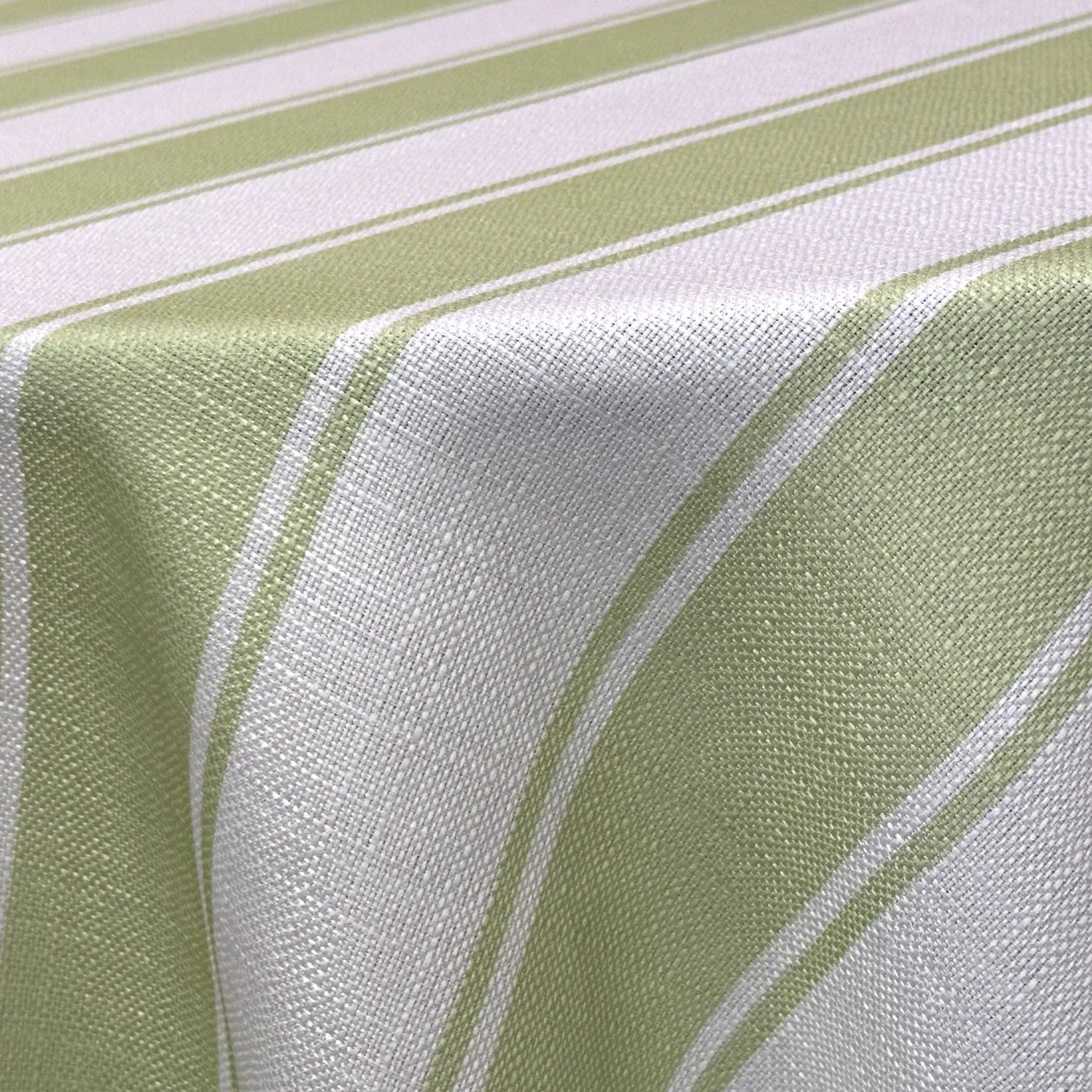 Cabana Stripe Table Linen in Sage / White