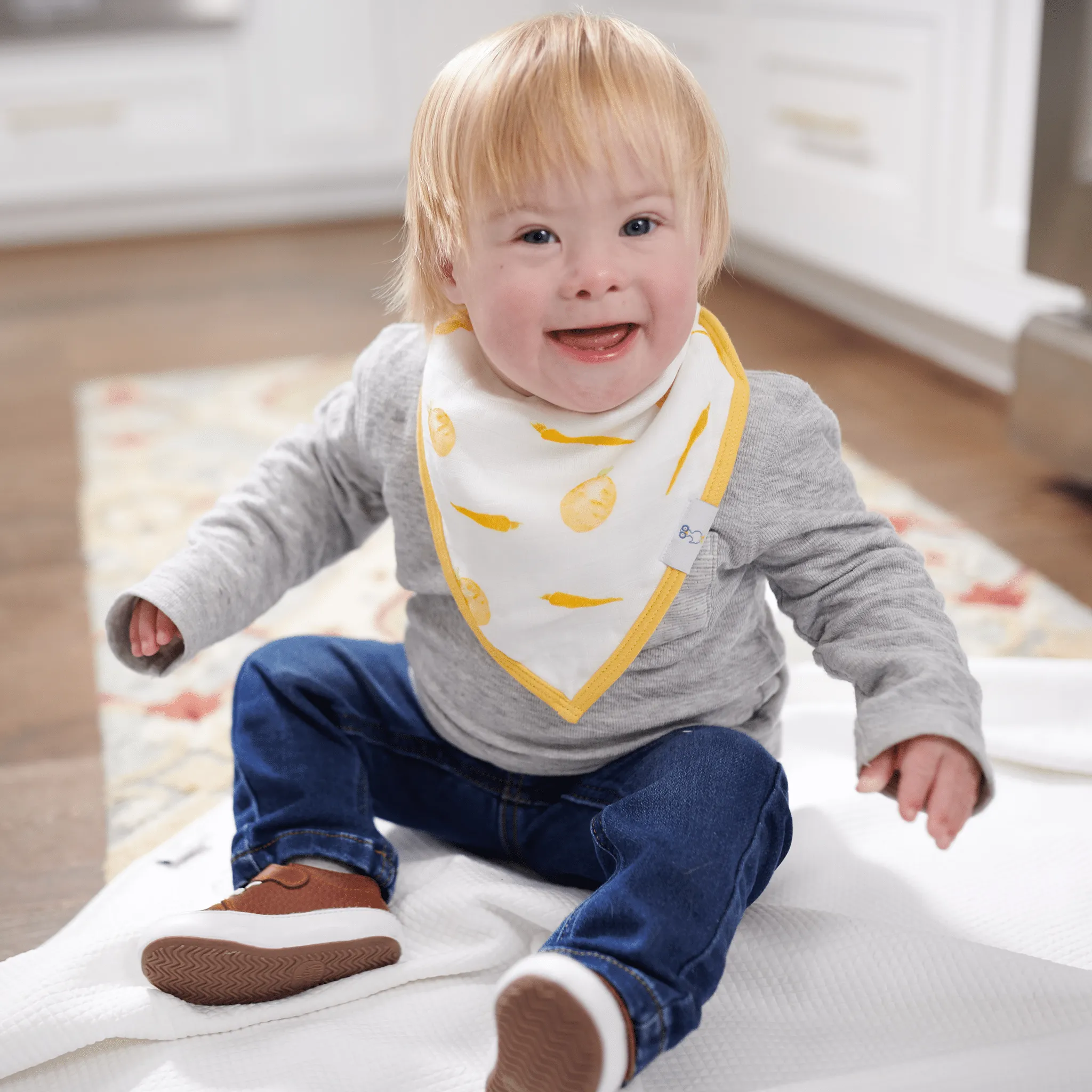 Carrots And Shapes Orange 2 Pack Muslin & Terry Cloth Bib Set