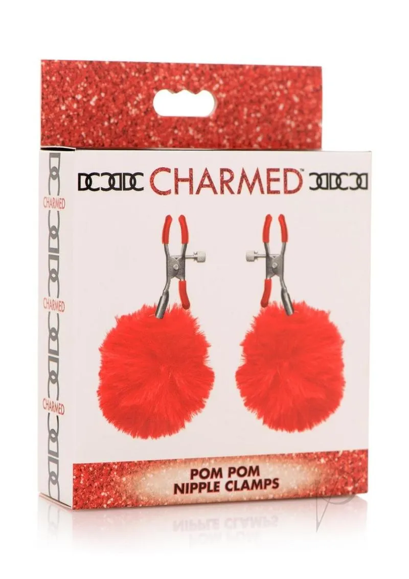 Charmed Pom Pom Nipple Clamps Red