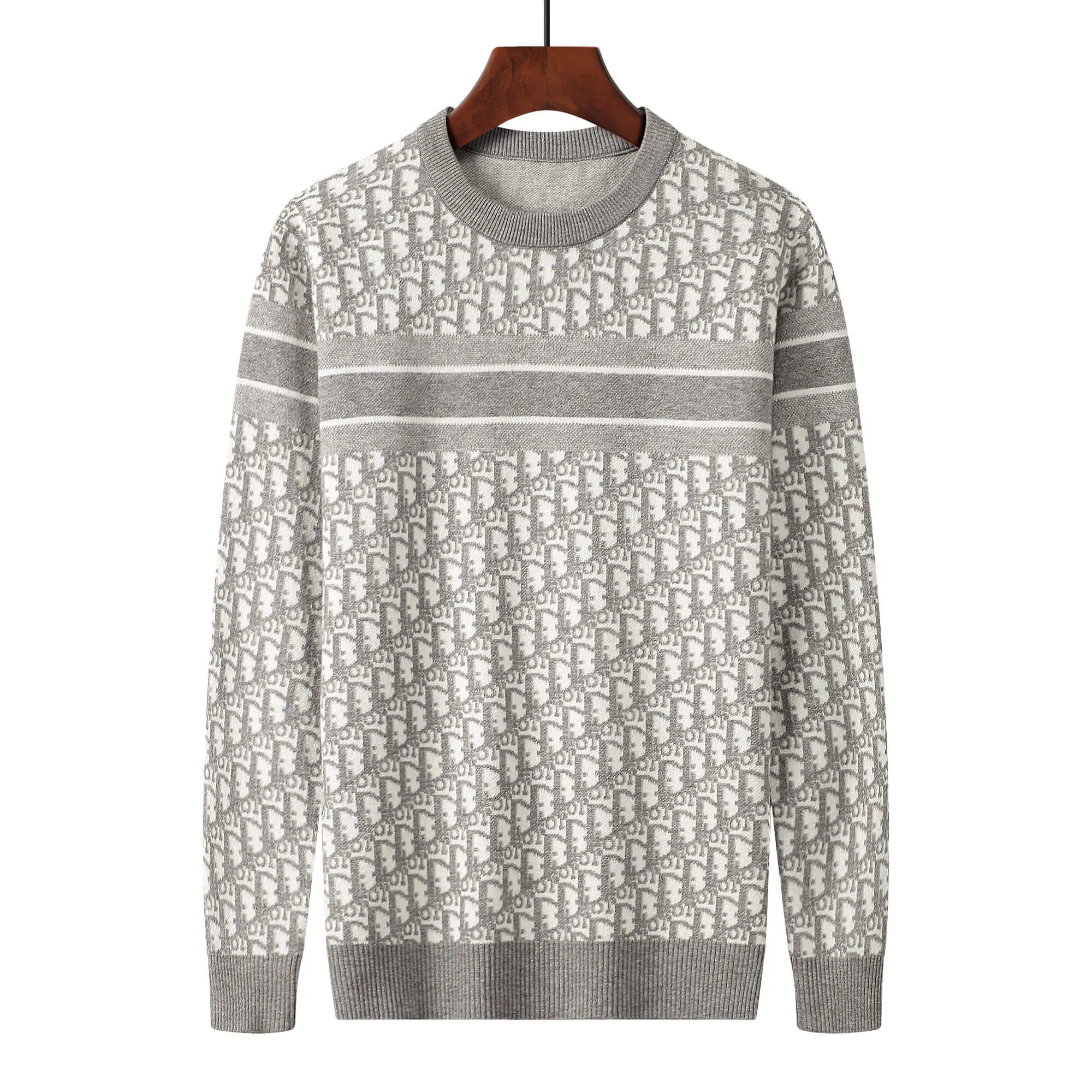 Christian Dior Oblique Gray White Jacquard Sweater