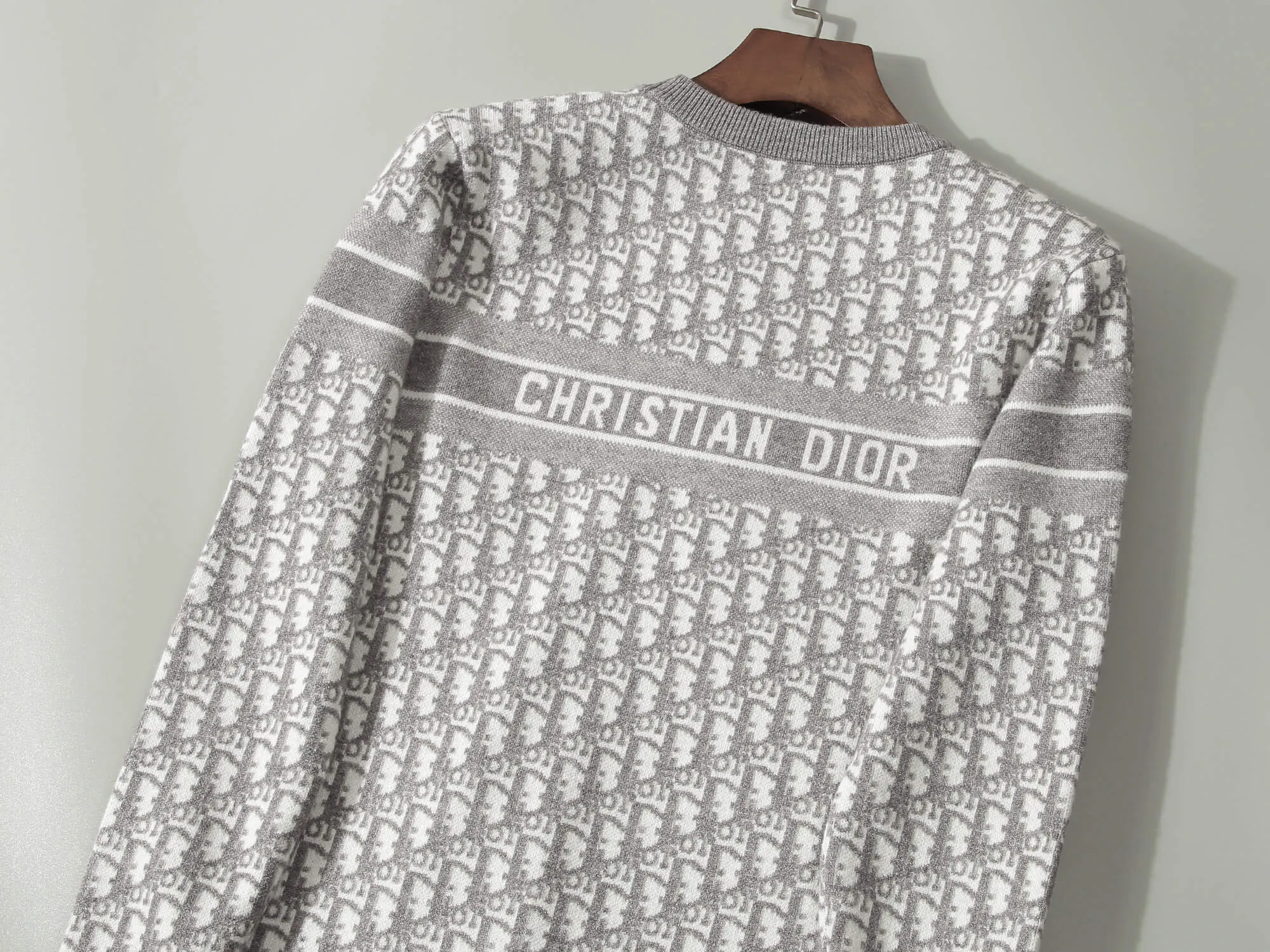 Christian Dior Oblique Gray White Jacquard Sweater