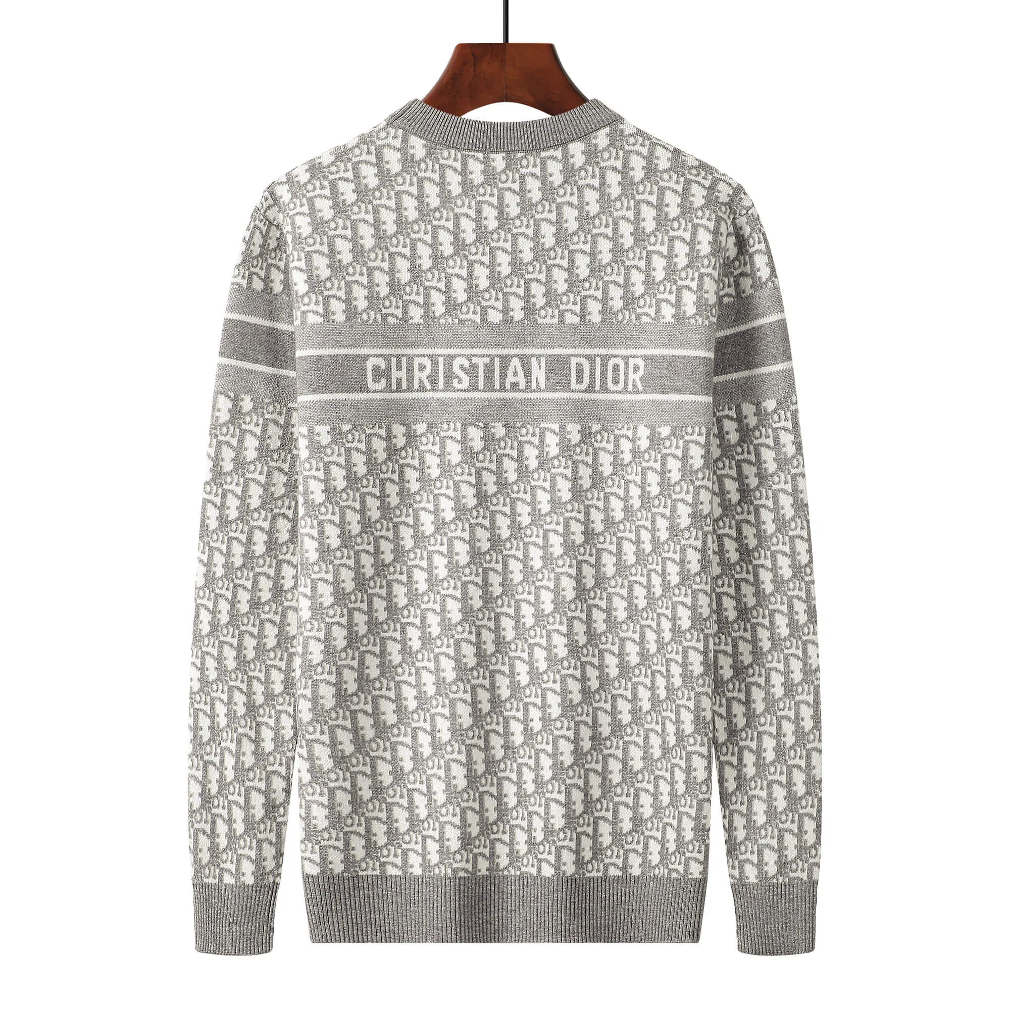 Christian Dior Oblique Gray White Jacquard Sweater