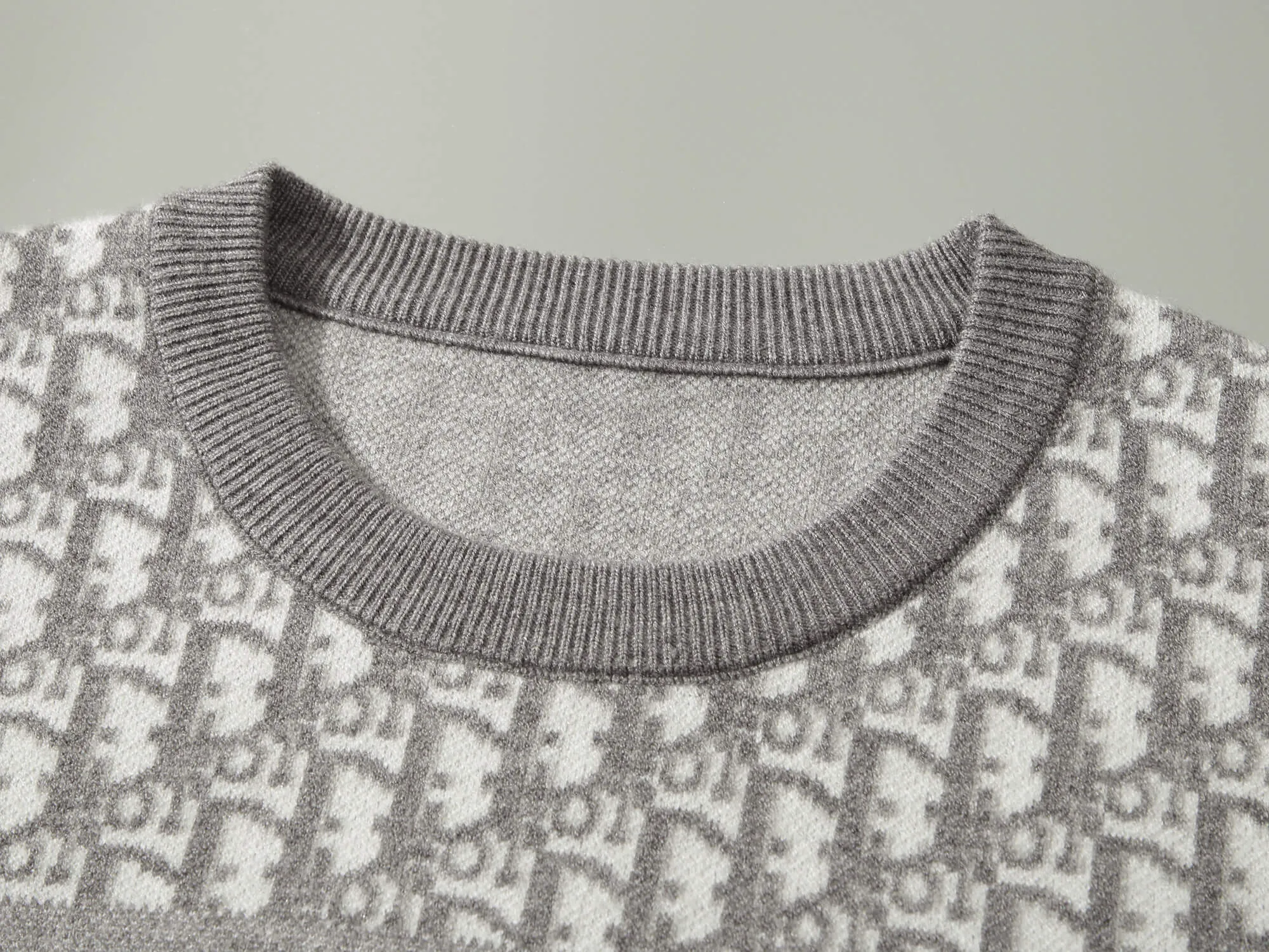 Christian Dior Oblique Gray White Jacquard Sweater