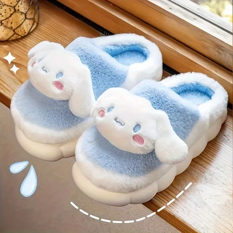 Cinnamoroll Cute Cartoon Furry House Shoes For Girls, Comfortable Non Slip Soft Bottom Walking Shoes For Indoor, Autumn And Winter, Party Gift