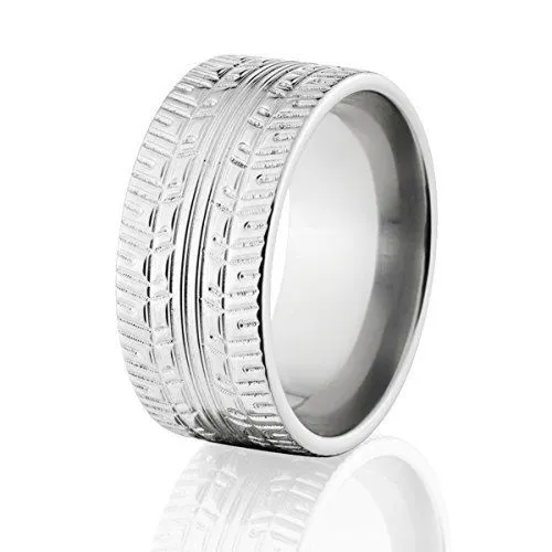 Cobalt Tire Tread Ring - Men's Wedding Band