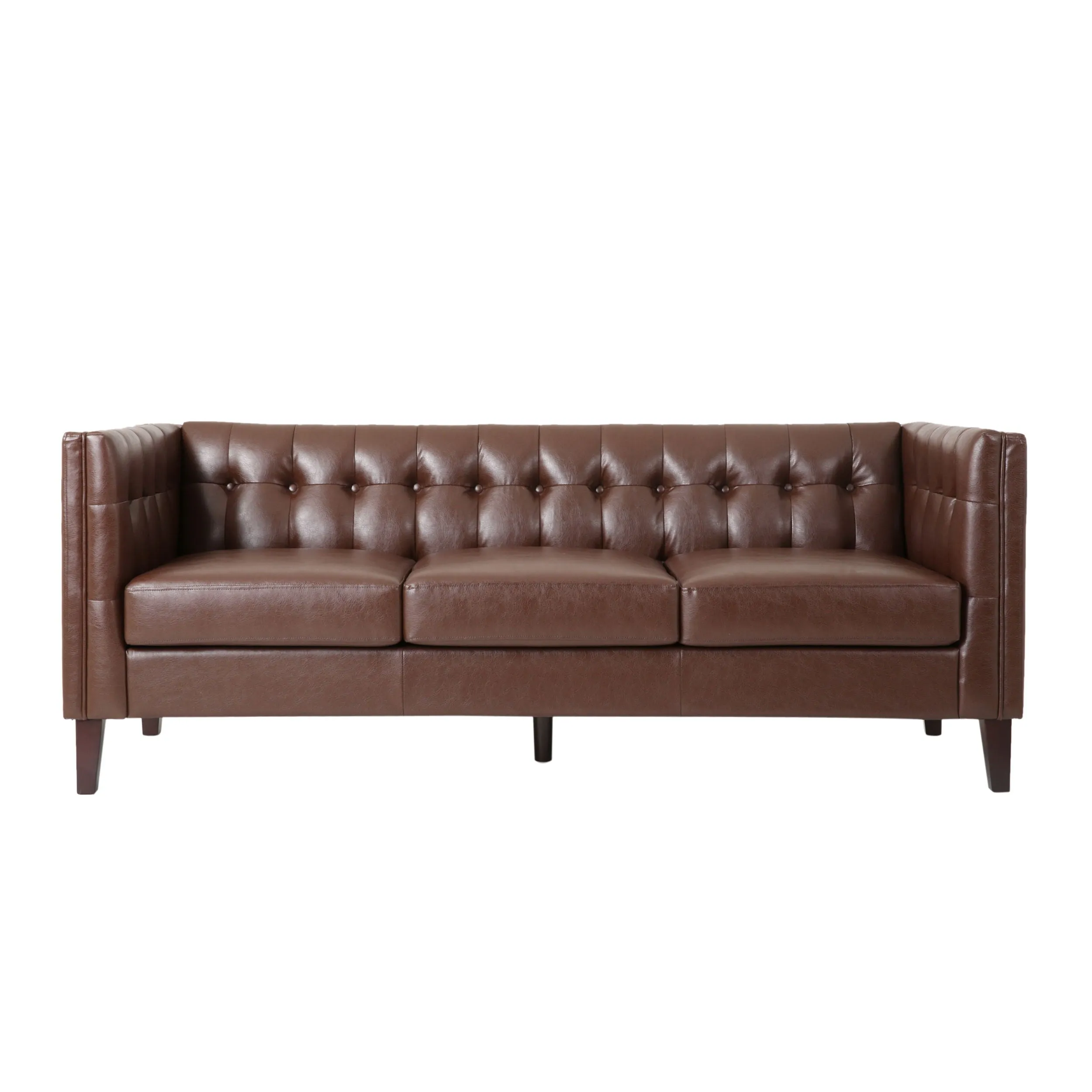 Comfy 3 Seat Sofa With Tufted Back, Modern For Living Room