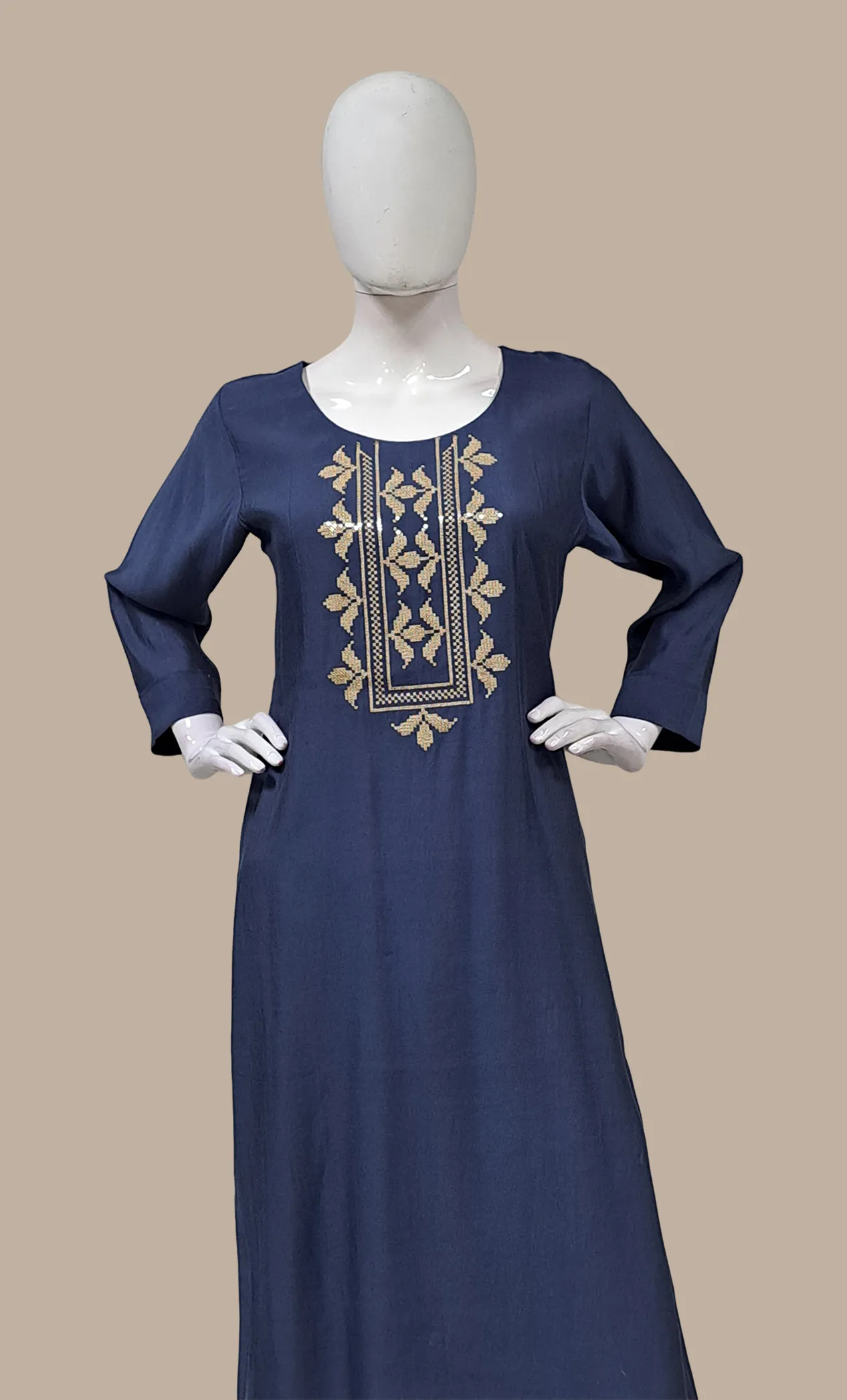 Dark Grey Embroidered Punjabi