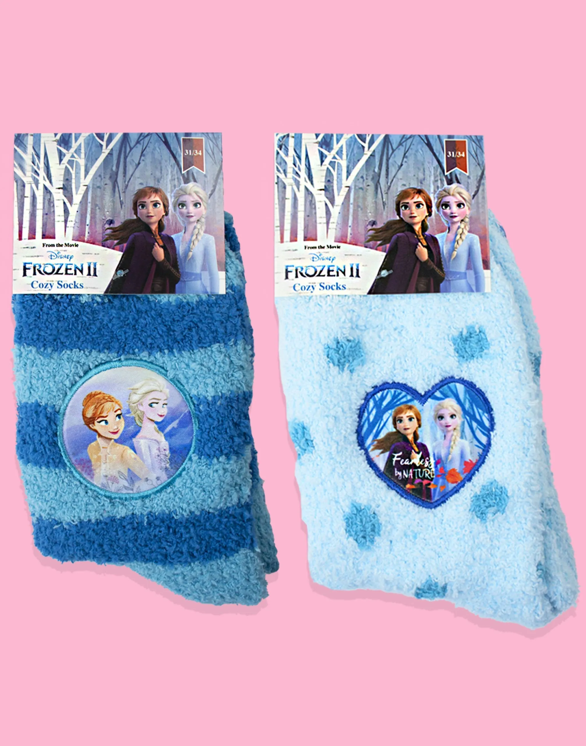 Disney Frozen 2 Anna & Elsa 2 Pack Of Anti-Slip Fluffy Slipper Socks