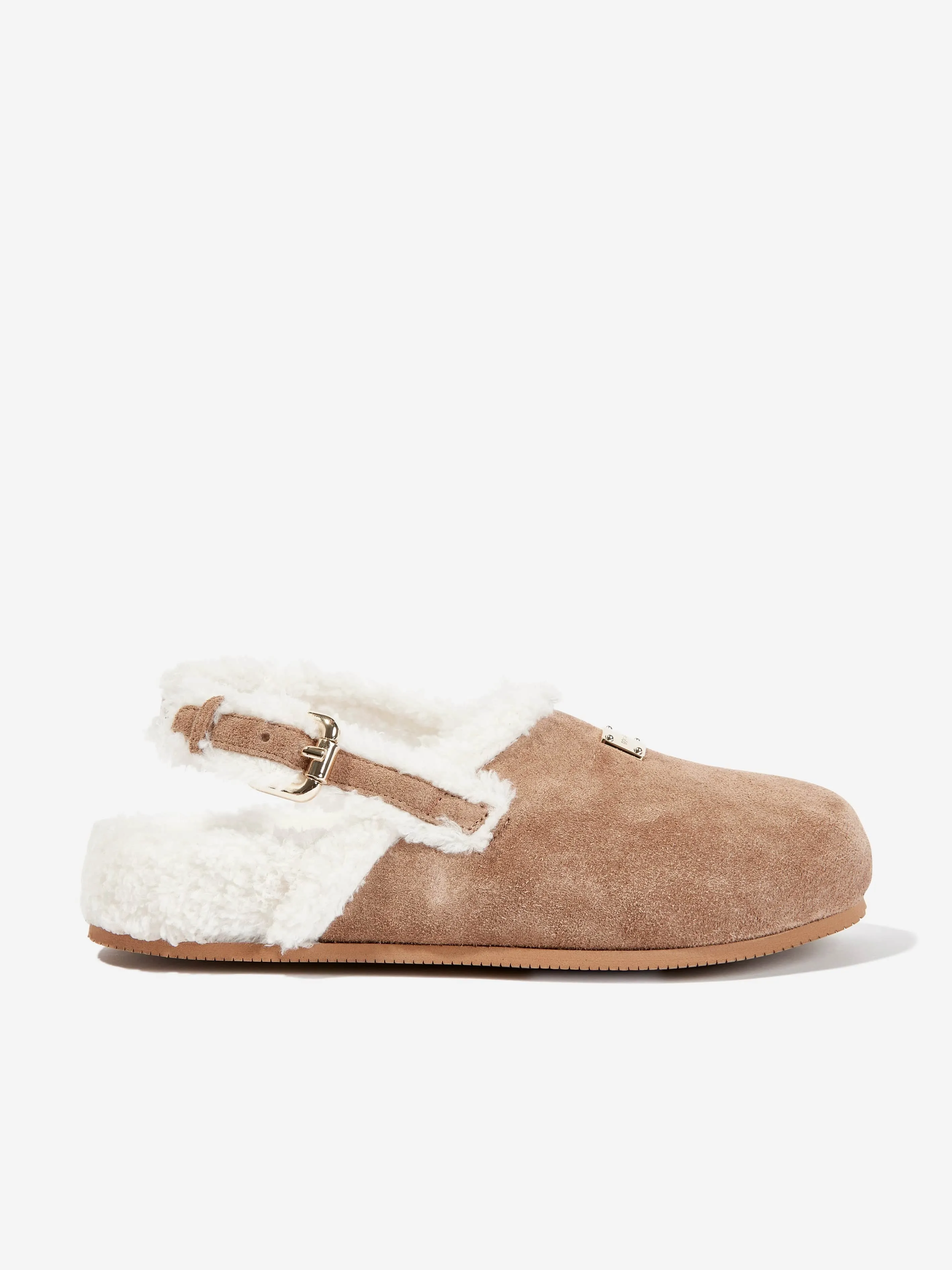 Dolce & Gabbana Kids Shearling Slippers in Brown