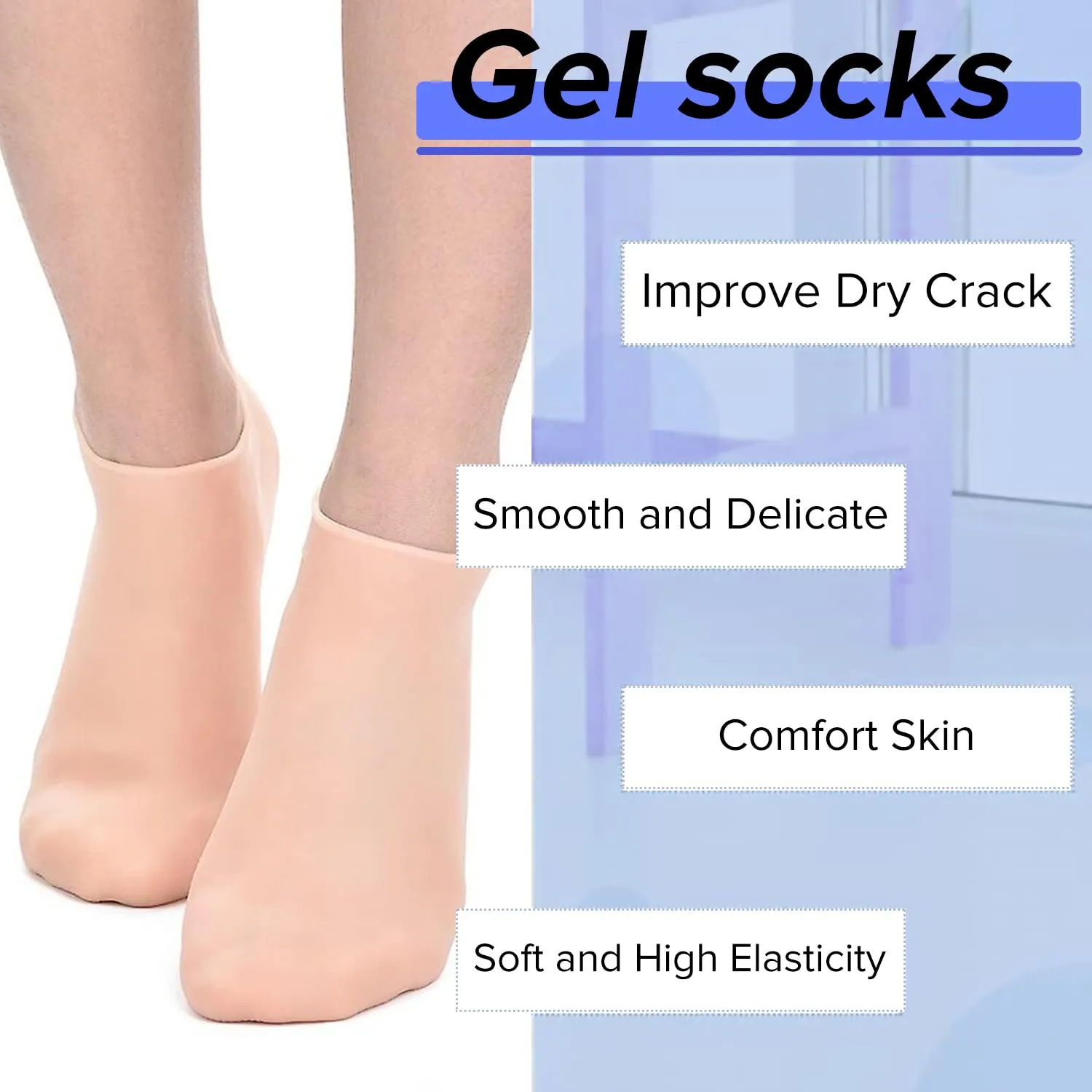 Dr Foot Silicone Socks | Anti Slip Silicone Moisturizing Socks | Dry Cracking Skin | For Both Men & Women | Full Length, Large Size – 1 Pair (Pack of 10)