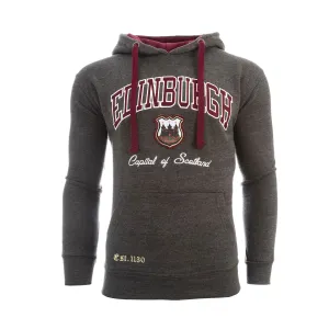 Edinburgh Hooded Pullover Charcoal/Maroon