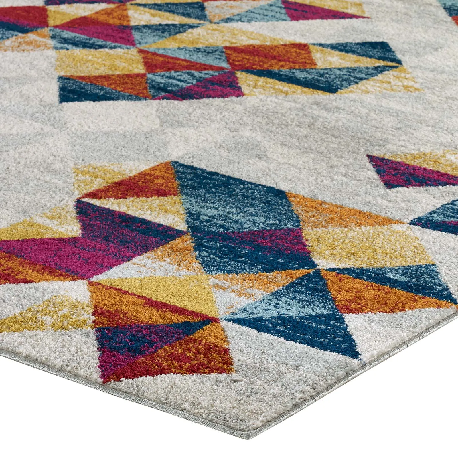 Entourage Elettra Distressed Geometric Triangle MosaicArea Rug