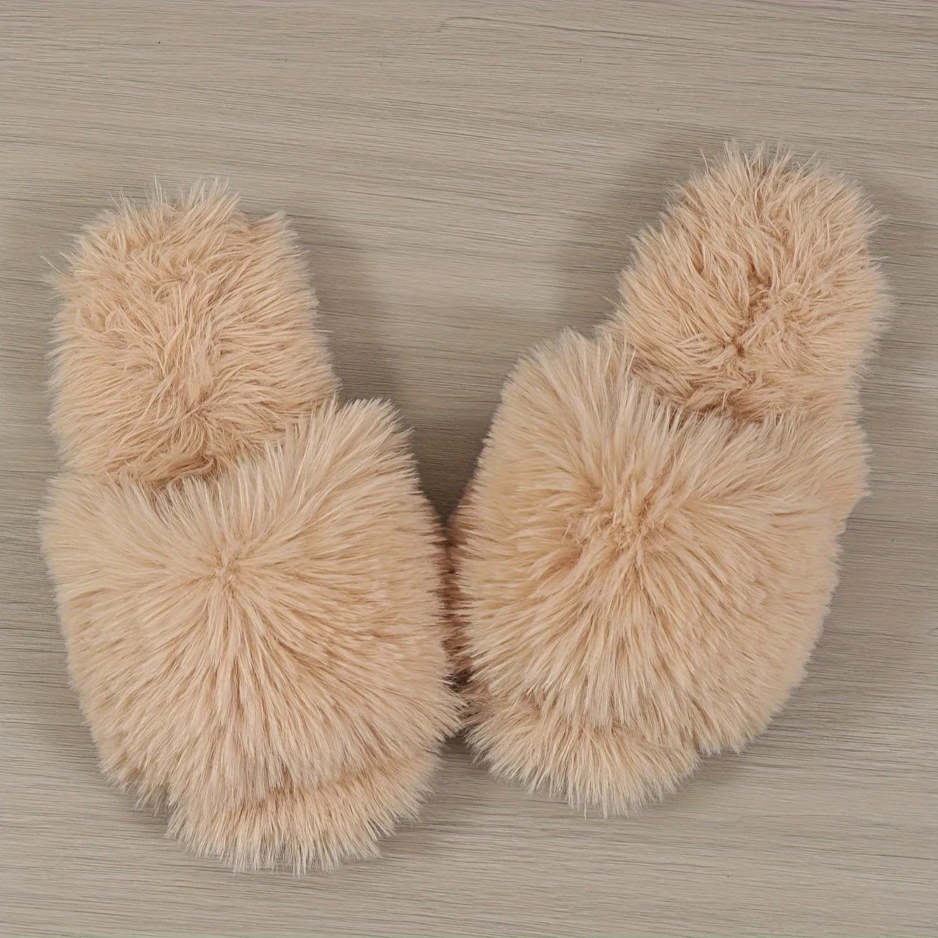 Fashion Plush Slippers, Plush Lined Fluffy Faux Fur Slides, Indoor Comfortable Antislip PVC Sole