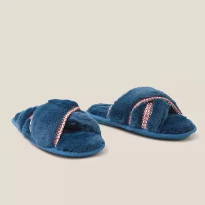 Faux Fur Mule Slipper - Mid Teal