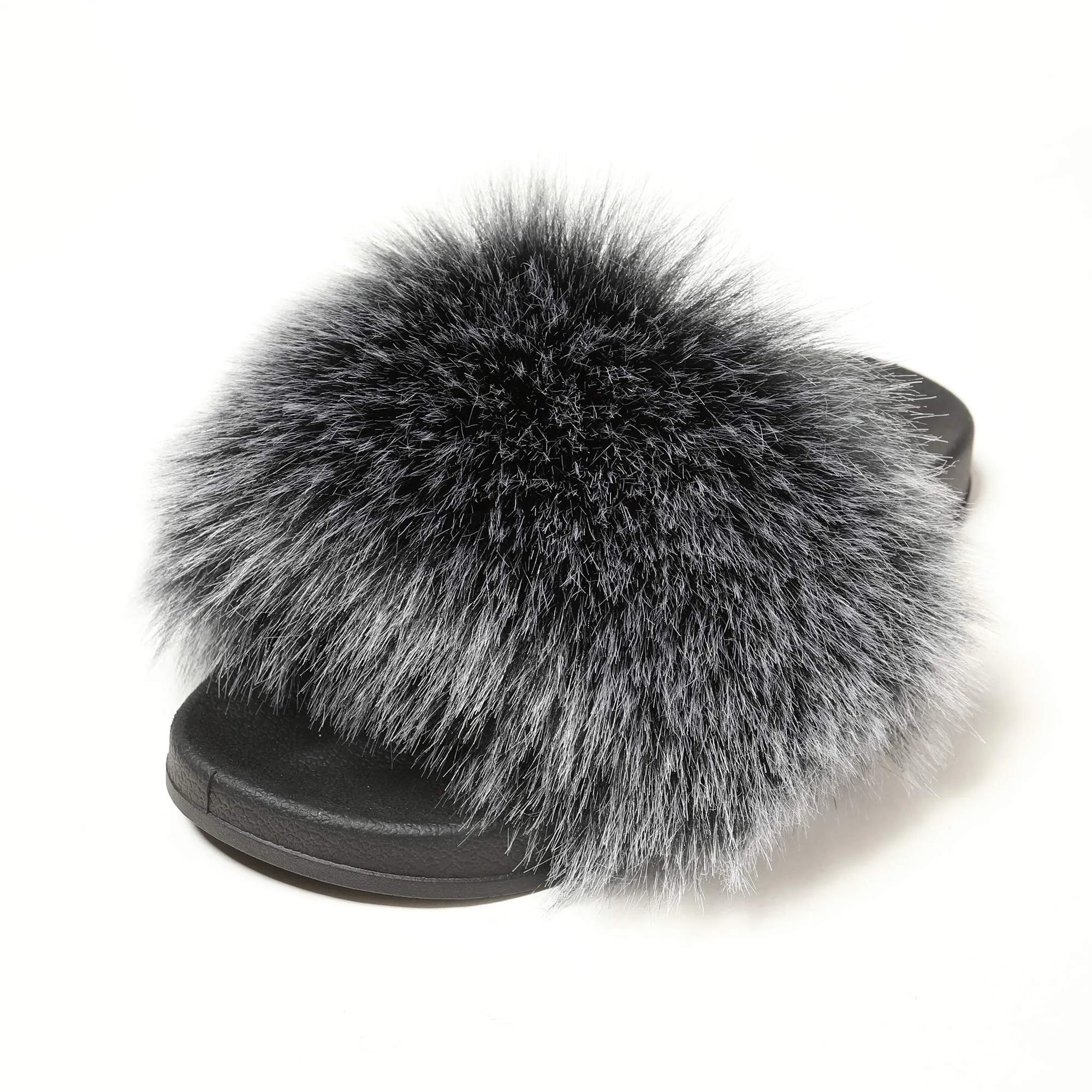 FS19S05 Faux Fur Slides Furry Slipper Sandals (Flat)