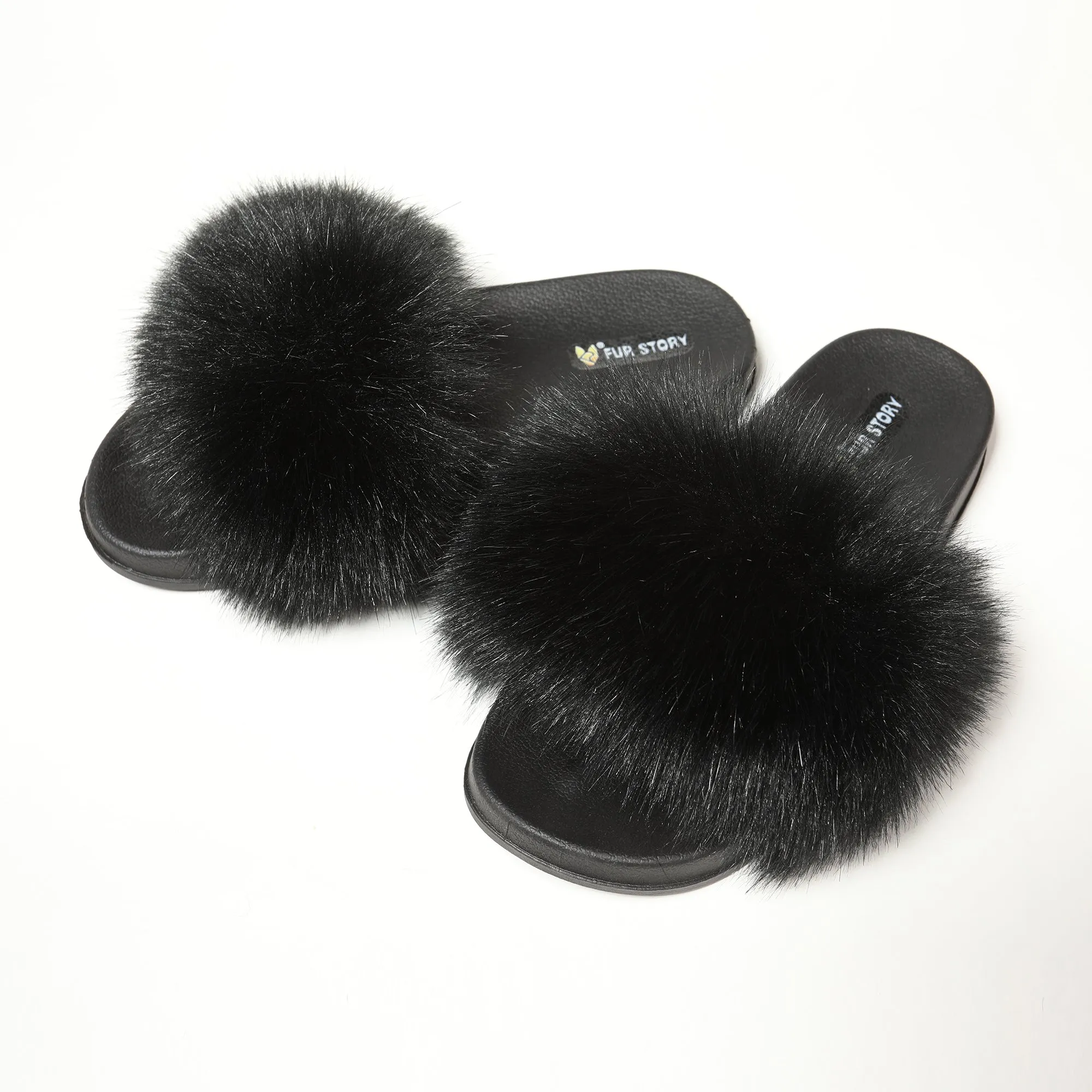 FS19S05 Faux Fur Slides Furry Slipper Sandals (Flat)