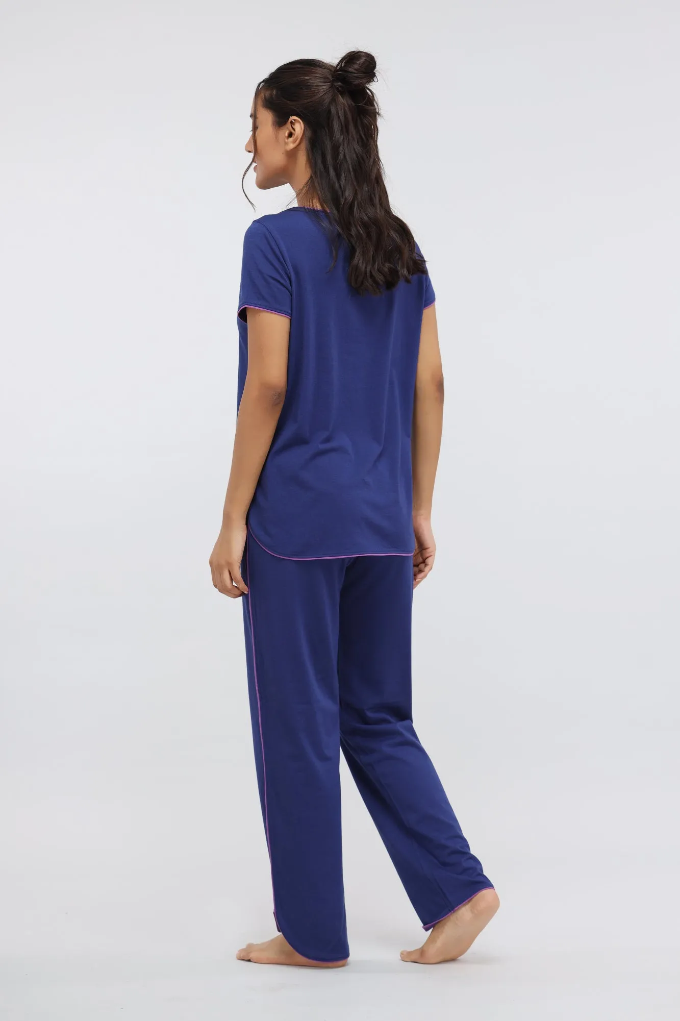 Functional Blue Piping Supima® Pajama Set