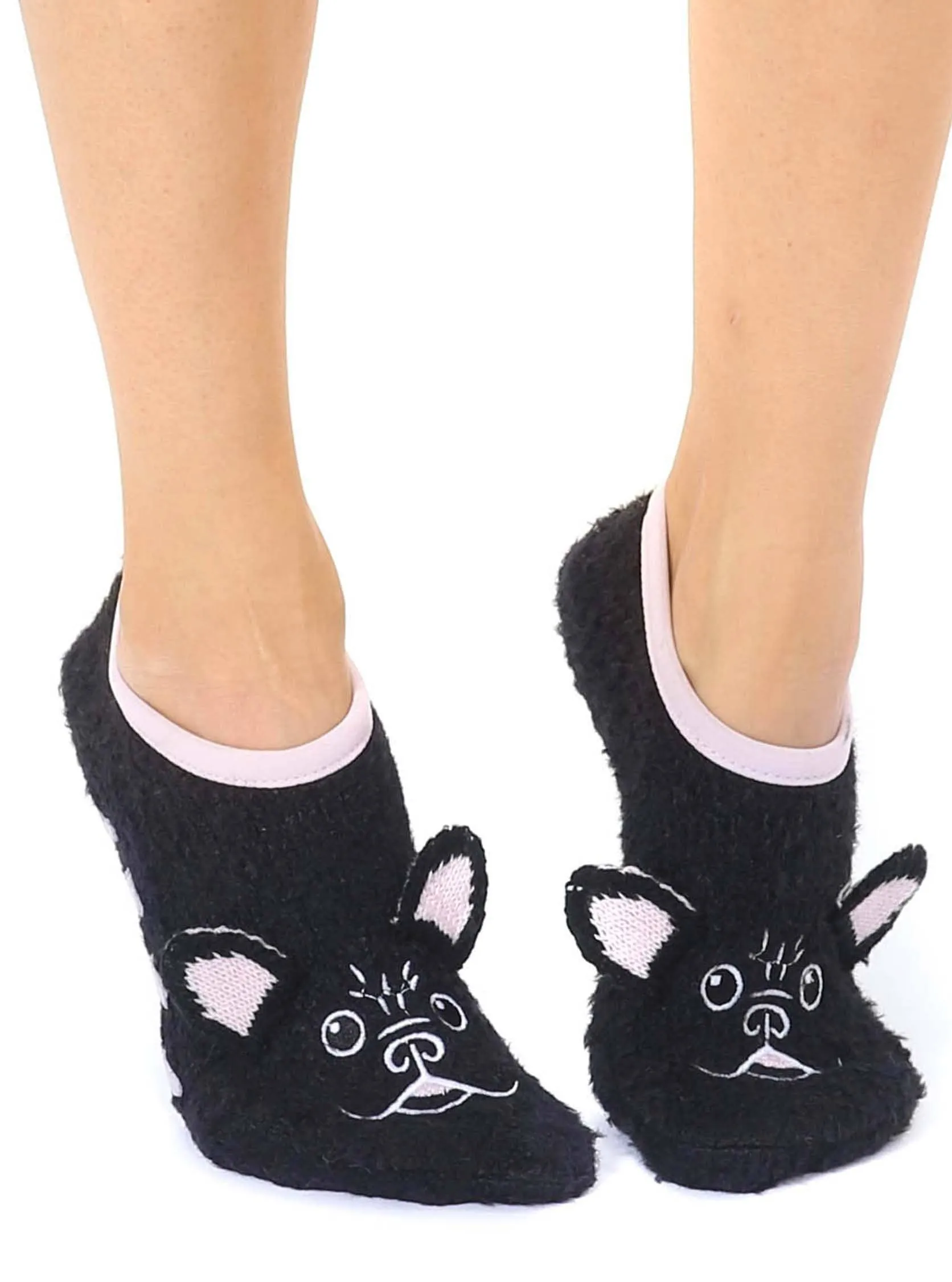 Fuzzy Frenchie Slipper Socks