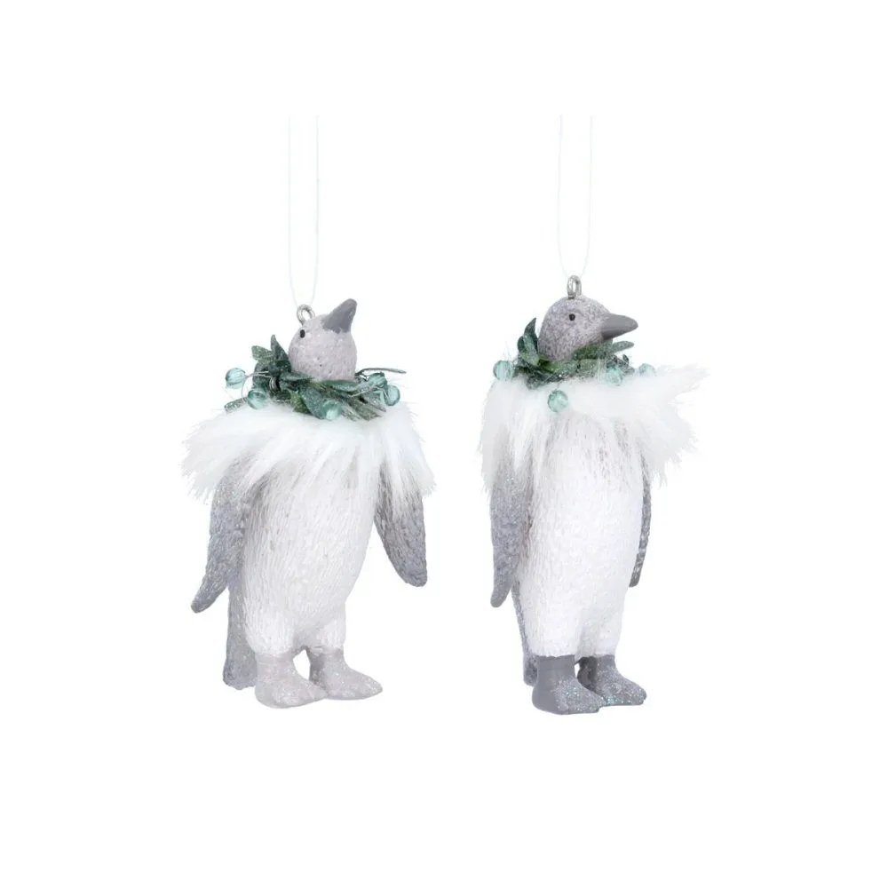 Gisela Graham 7cm Penguin With Faux Fur Wreath Decoration (Choice of 2)