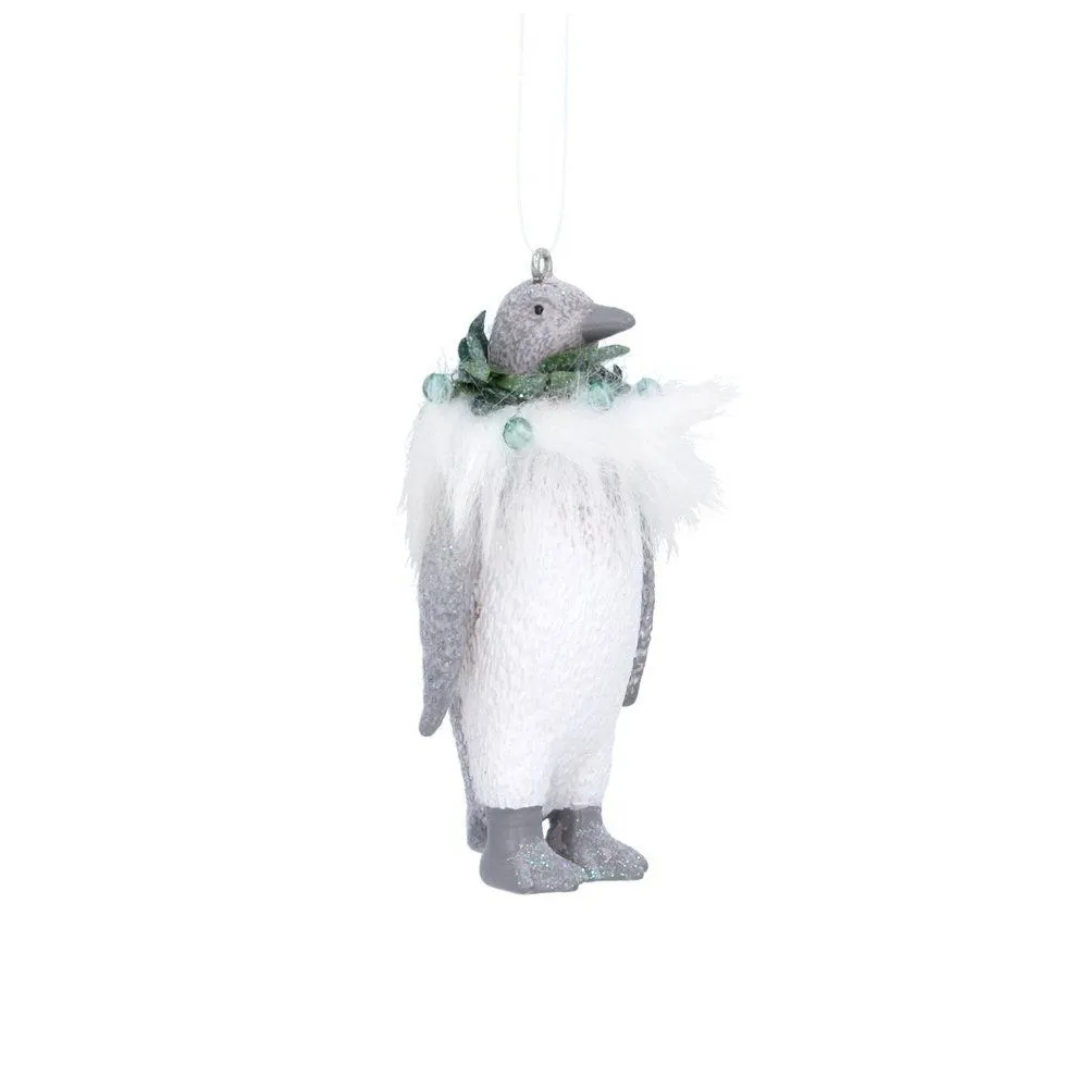 Gisela Graham 7cm Penguin With Faux Fur Wreath Decoration (Choice of 2)