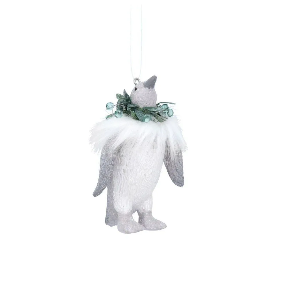 Gisela Graham 7cm Penguin With Faux Fur Wreath Decoration (Choice of 2)