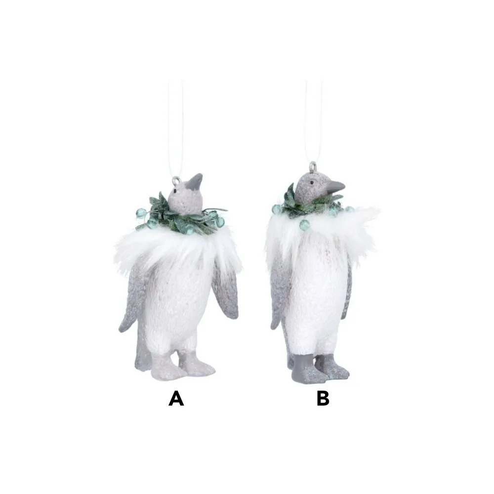 Gisela Graham 7cm Penguin With Faux Fur Wreath Decoration (Choice of 2)