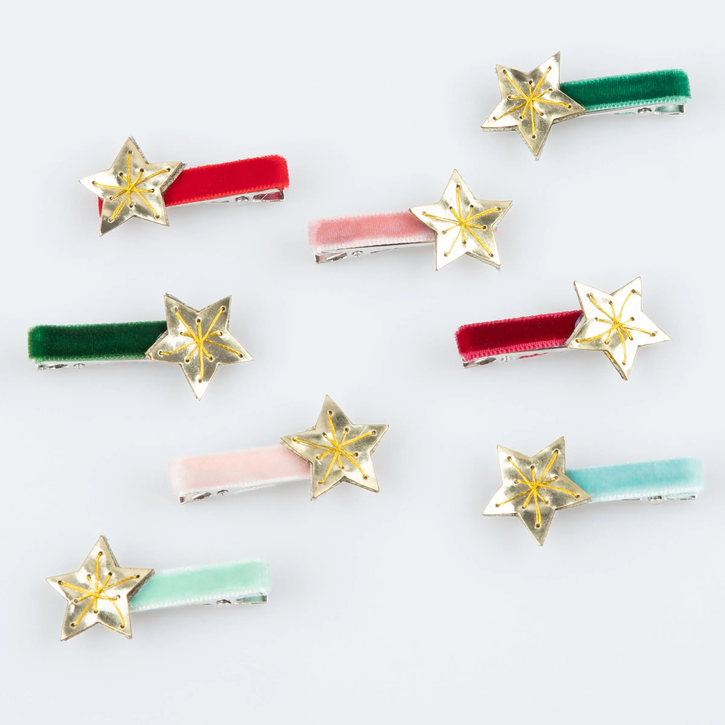 Gold Star Hair Clips (x 8)