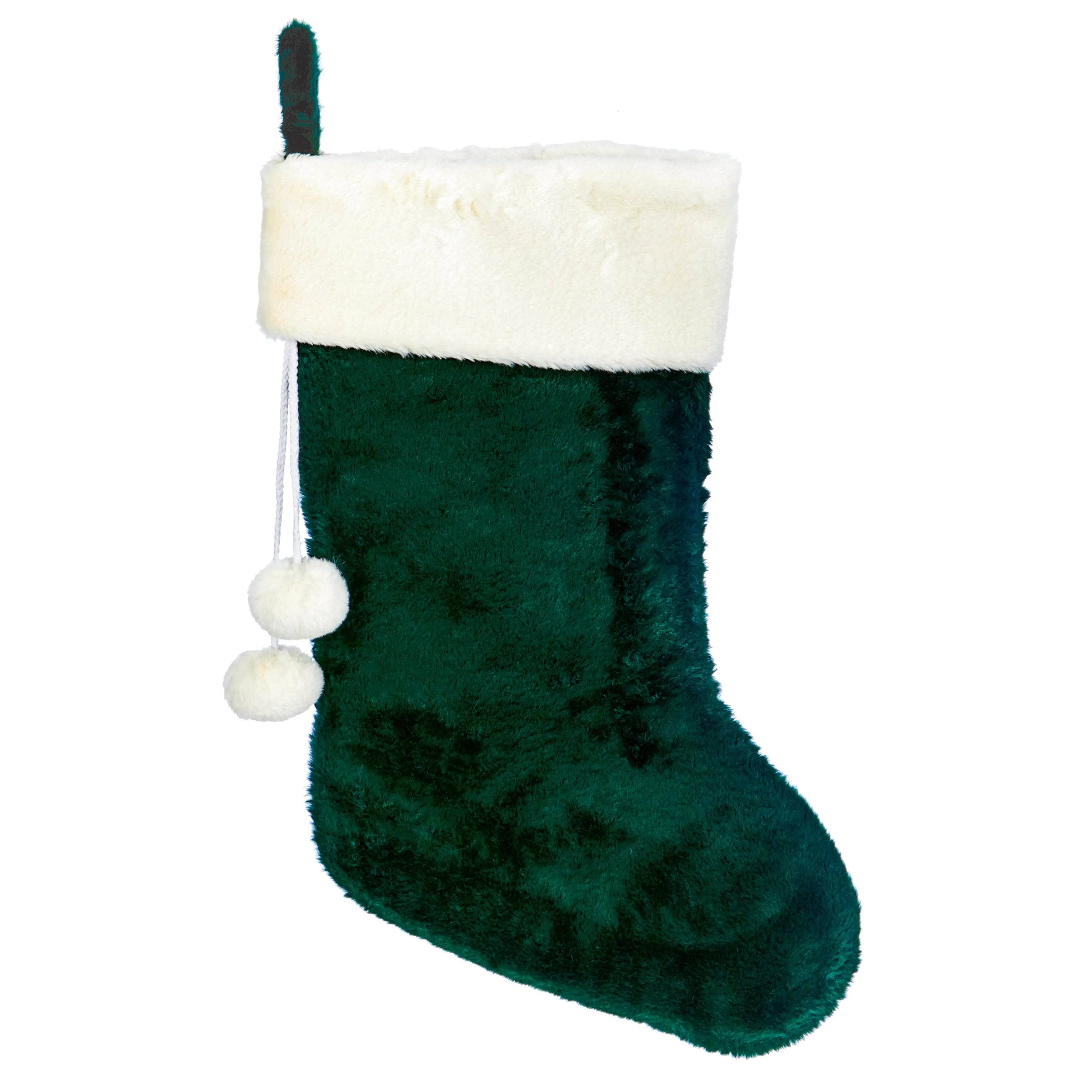 Green & White Pom Pom Stocking - 60cm