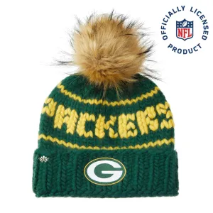 GREEN BAY PACKERS LELE SADOUGHI X NFL FOREST GREEN BEANIE FAUX FUR POM