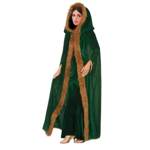 Green Cape with Faux Fur Trim