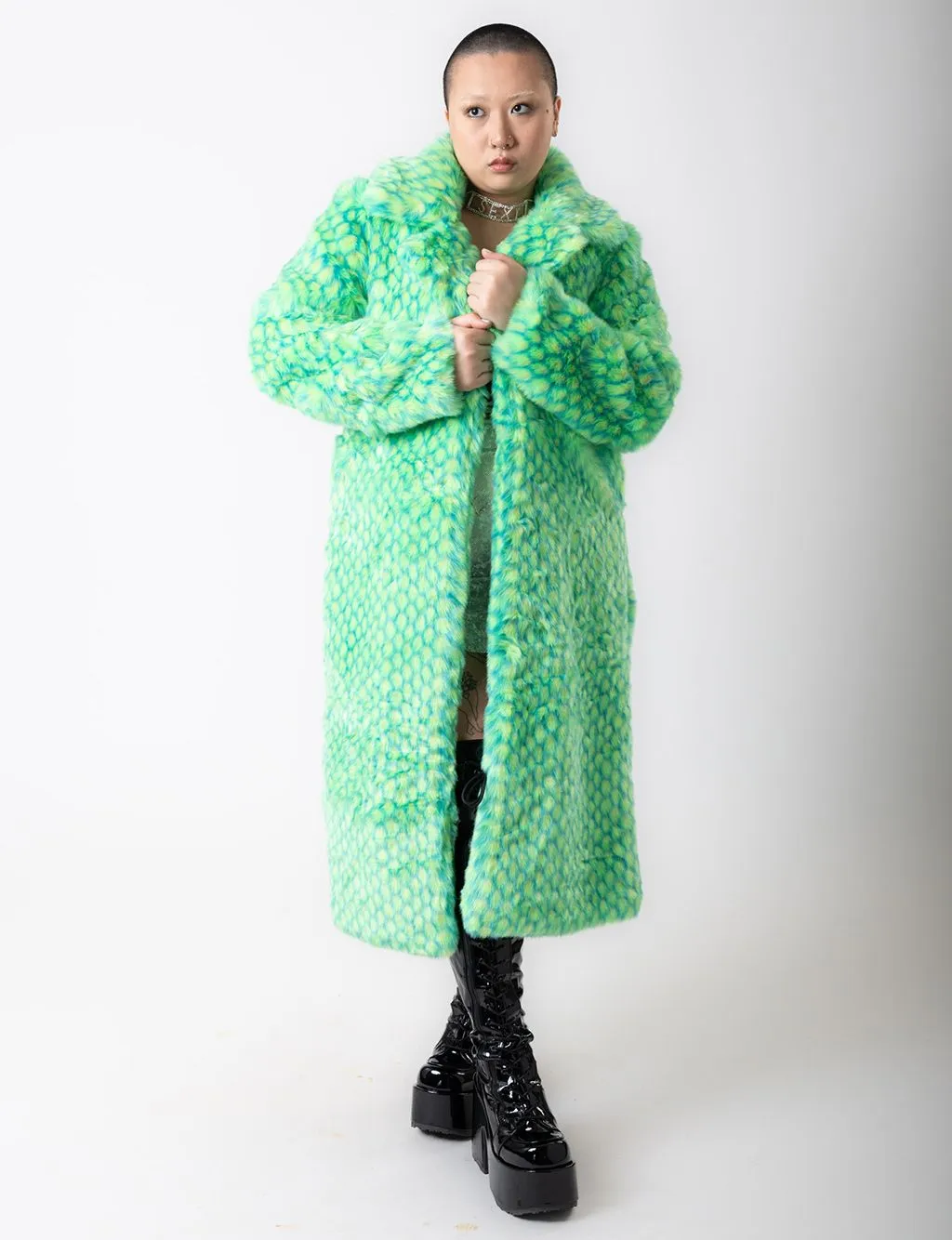 GREEN MERMAID FAUX FUR JACKET - LONG LENGTH ✰ MADE 4 U ✰