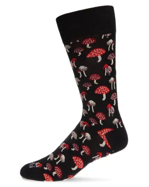 Gregarious Mushroom Troop (Black) Men's Bamboo Crew Socks