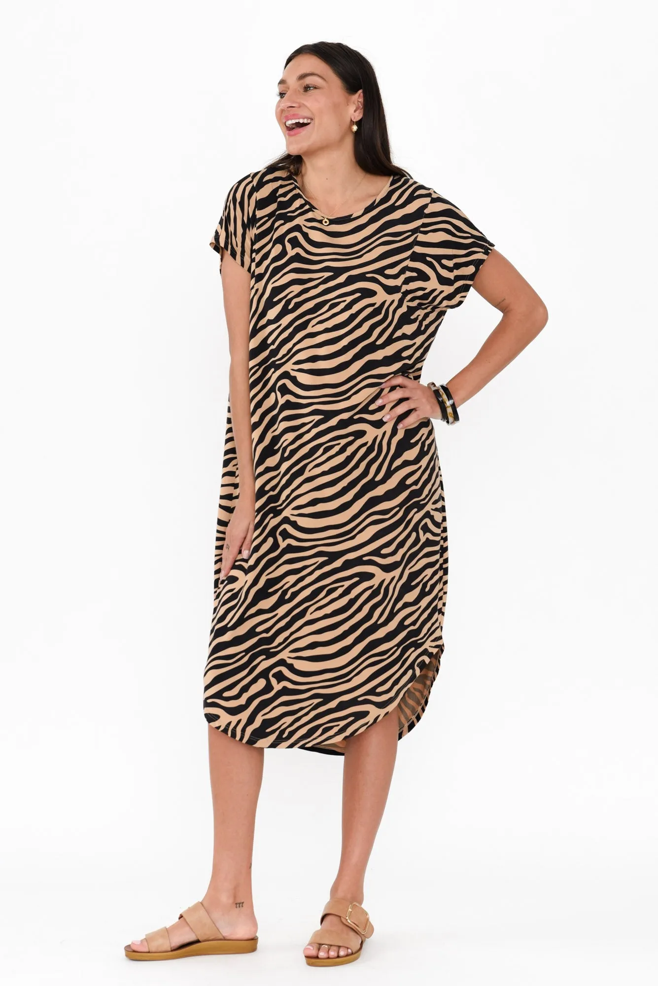 Ivy Tan Zebra Micro Modal Midi Dress