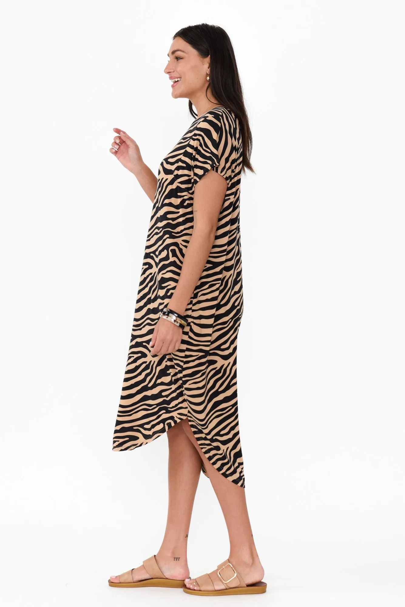 Ivy Tan Zebra Micro Modal Midi Dress