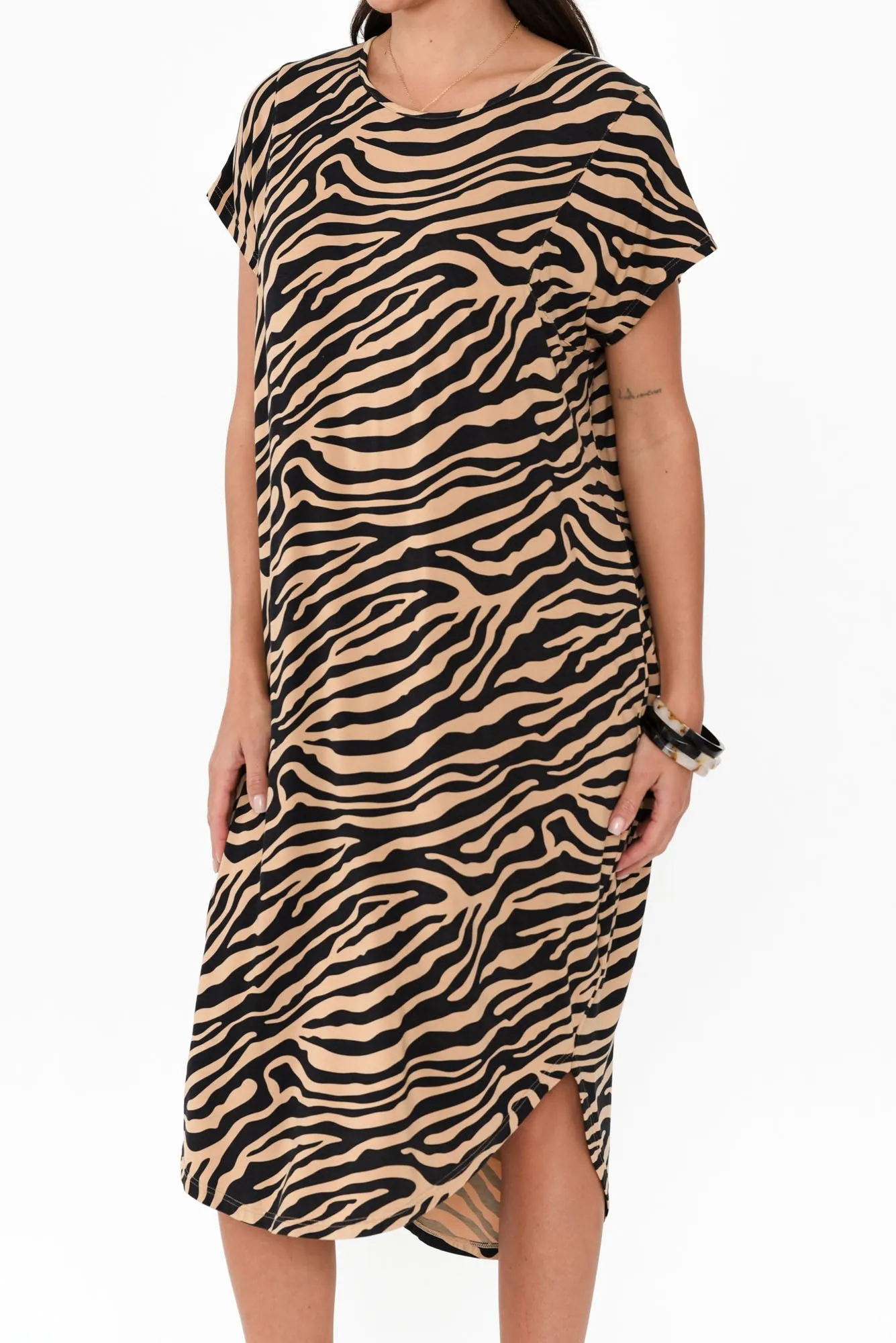 Ivy Tan Zebra Micro Modal Midi Dress